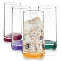 Personalized mini clear drinking Glass mug tumbler with colored bottom